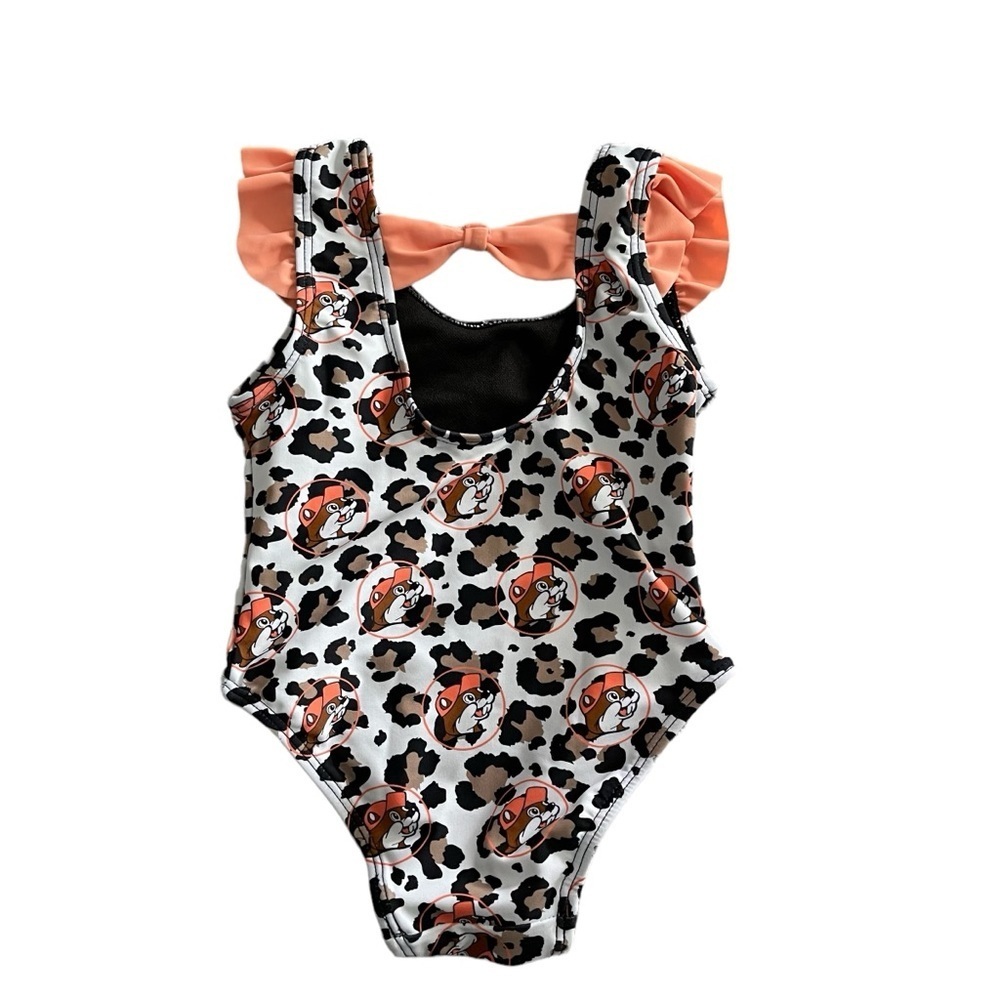 Buc-ee’s Swimsuit  6-9m Infant Baby One-Piece Leopard Beaver Print